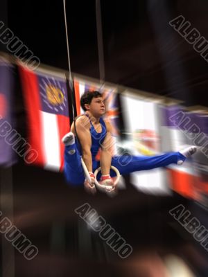 Gymnast Competing On Rings