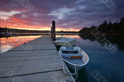 sunset on the harbor