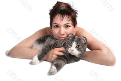 girl and cat