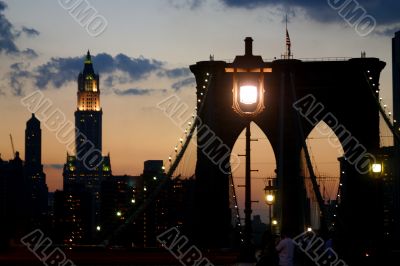 brooklyn bridge at night. New York