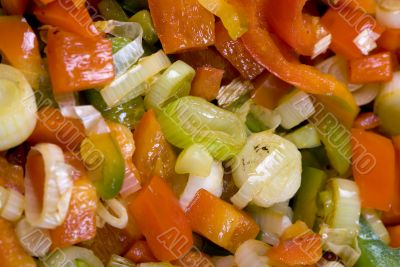 Fried onions and peppers Macro