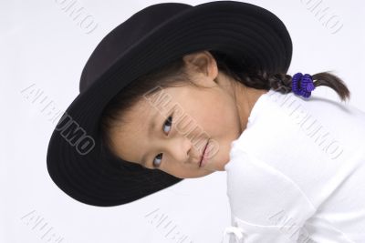 Posing with a hat