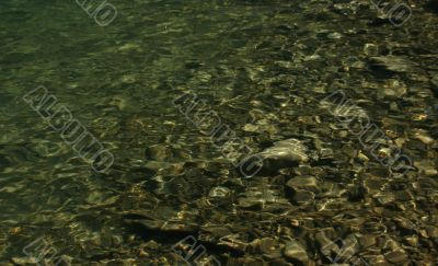 Rocky shore and lake stones