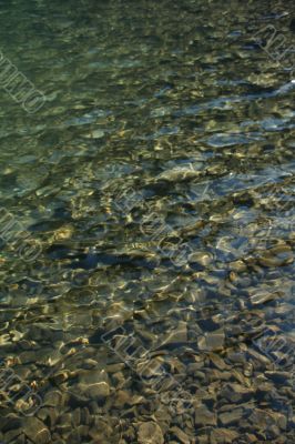 Rocky shore and lake stones