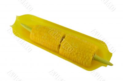 buttered corn on white