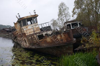 blasted rusty boat
