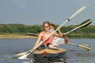 peoples kayaking