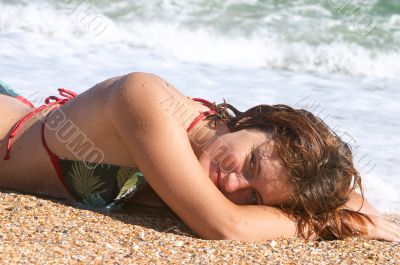 girl on the sand beach