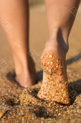 girl`s barefoot legs