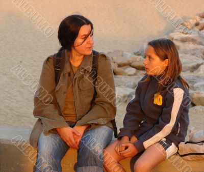 mum talking to a daughter