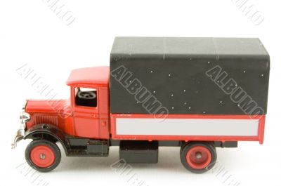 black and red truck