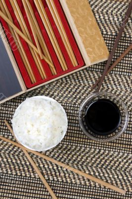 Rice and soy sauce