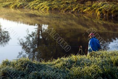 Fishing with a long pole