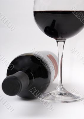 Wine bottle and glass