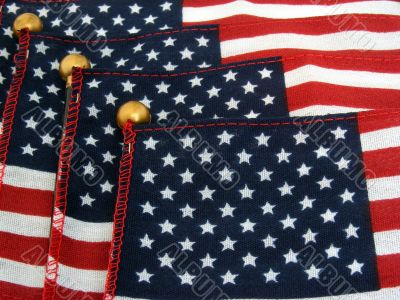 Partial view of parade style U.S.A. flags