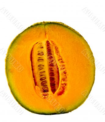 Isolated Cantaloupe Half