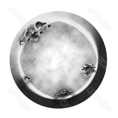 Isolated Dented Metal Buttun