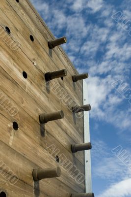 Wooden climbing wall