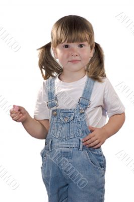 Pretty little girl holding chalk