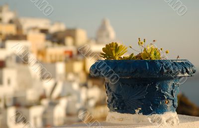 Blue pot in Santorini
