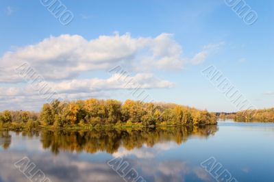 autumn forest on the island