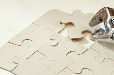 Solving a puzzle with a tool