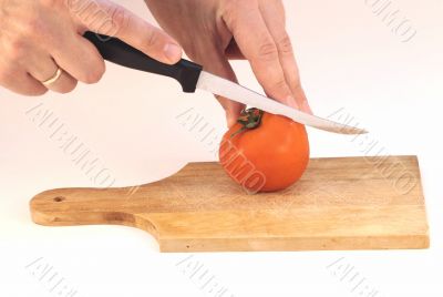 Cutting a tomato