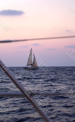 sunset on a yacht