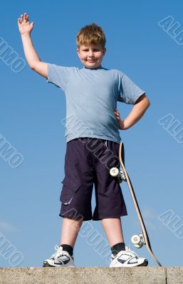 hi. boy with skateboard