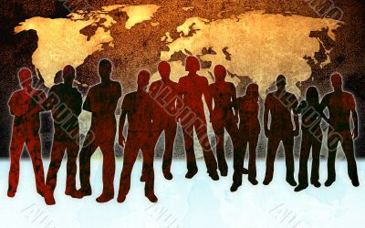 textures style of people silhouettes