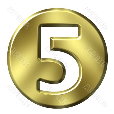3D Golden Framed Number 5