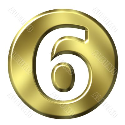 3D Golden Framed Number 6