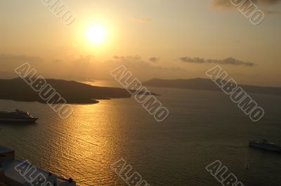 Sunset on a greek island santorini