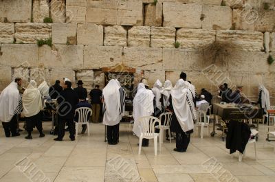 Jewish prayers near wailing wall