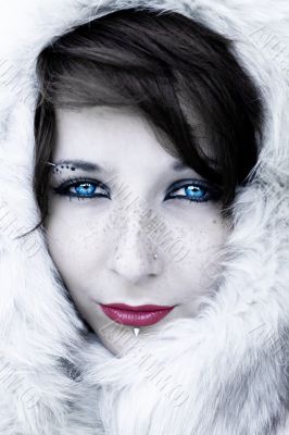 Winter portrait with fur