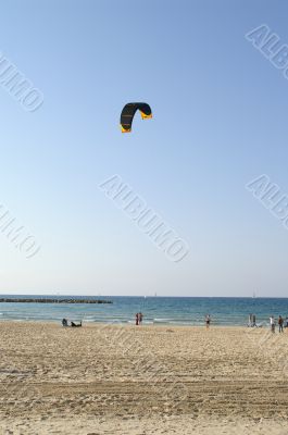 paraplane in a sea beach