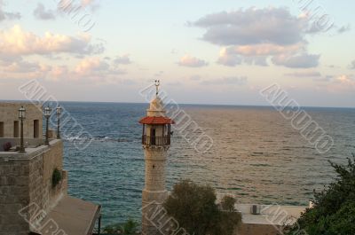 minaret in a sunset