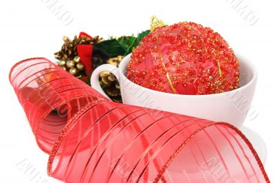 Christmas table ornament on white background