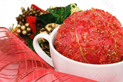 Christmas table ornament on white background