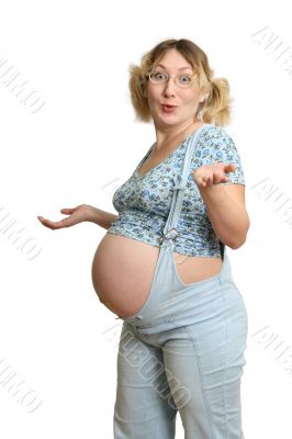 Expectant mother on white background