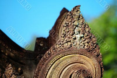 Carving of gopura at Banteay Sreiz, Cambodia