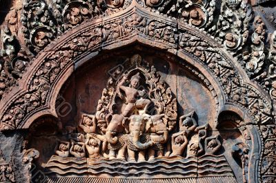 Carving of mandapa at Banteay Sreiz, Cambodia