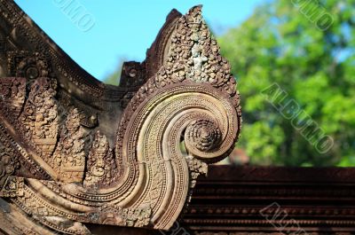 Carving of gopura at Banteay Sreiz, Cambodia