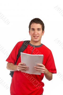 Student holding the notebook