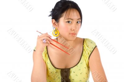 Girl with chopsticks