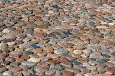 Old cobblestone road landscape