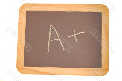 Chalkboard with an A plus written on it