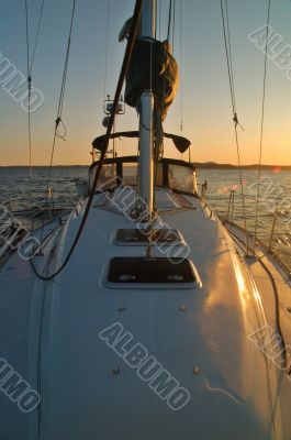 sailing away from the sunset