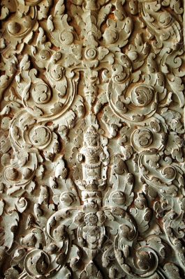 Sculpted wall at corridor of Angkor Wat, Cambodia