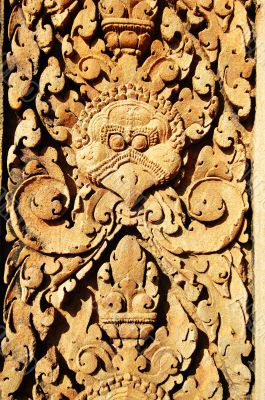 Stone carving at Banteay Sreiz, Cambodia
